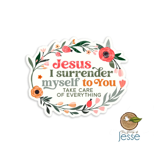 Jesus I Surrender Myself To You Waterproof Sticker — Catholic Gift | Homeschool Bookshop