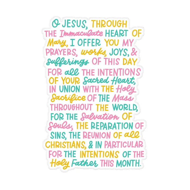 Morning Offering Window Cling — Catholic Gift | Homeschool Bookshop