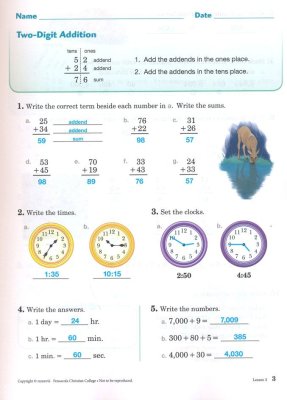 Abeka Arithmetic 3 Teacher Key