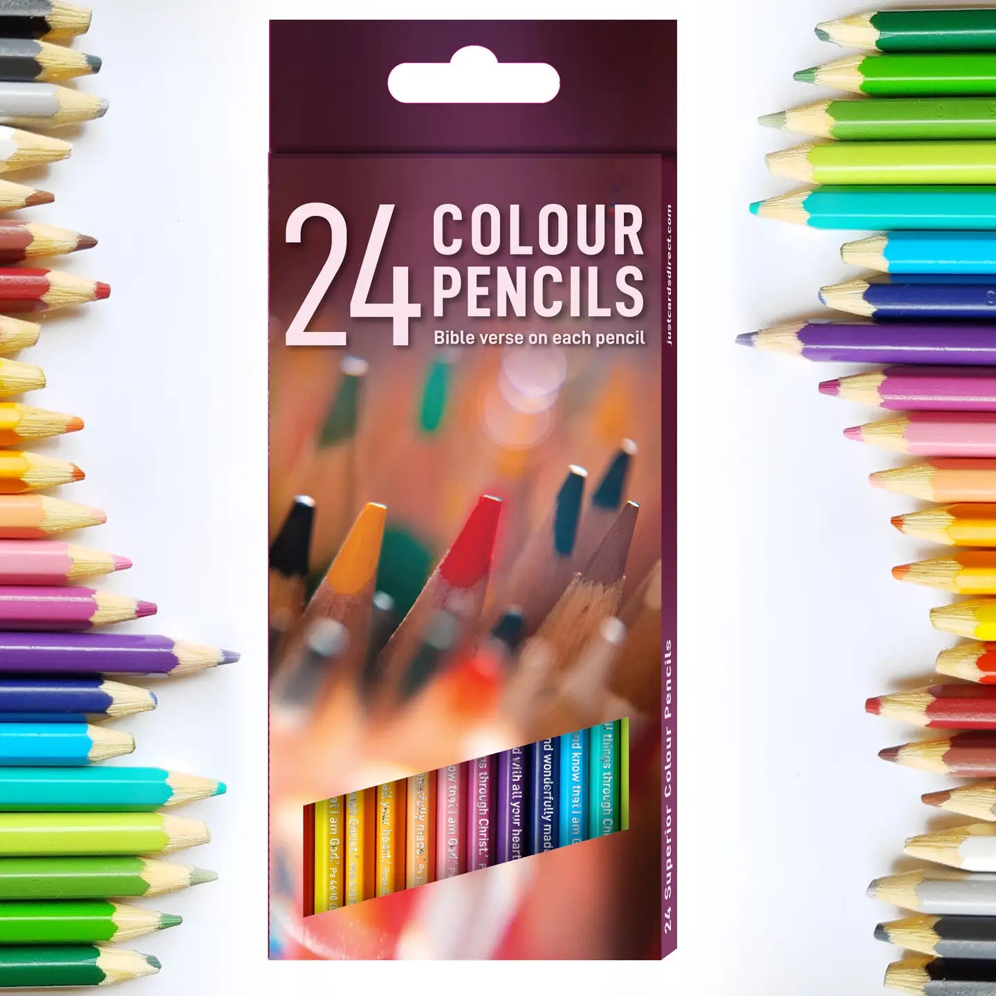 24 Colouring Pencils with 4 Bible Verses — Catholic Gift | Homeschool Bookshop
