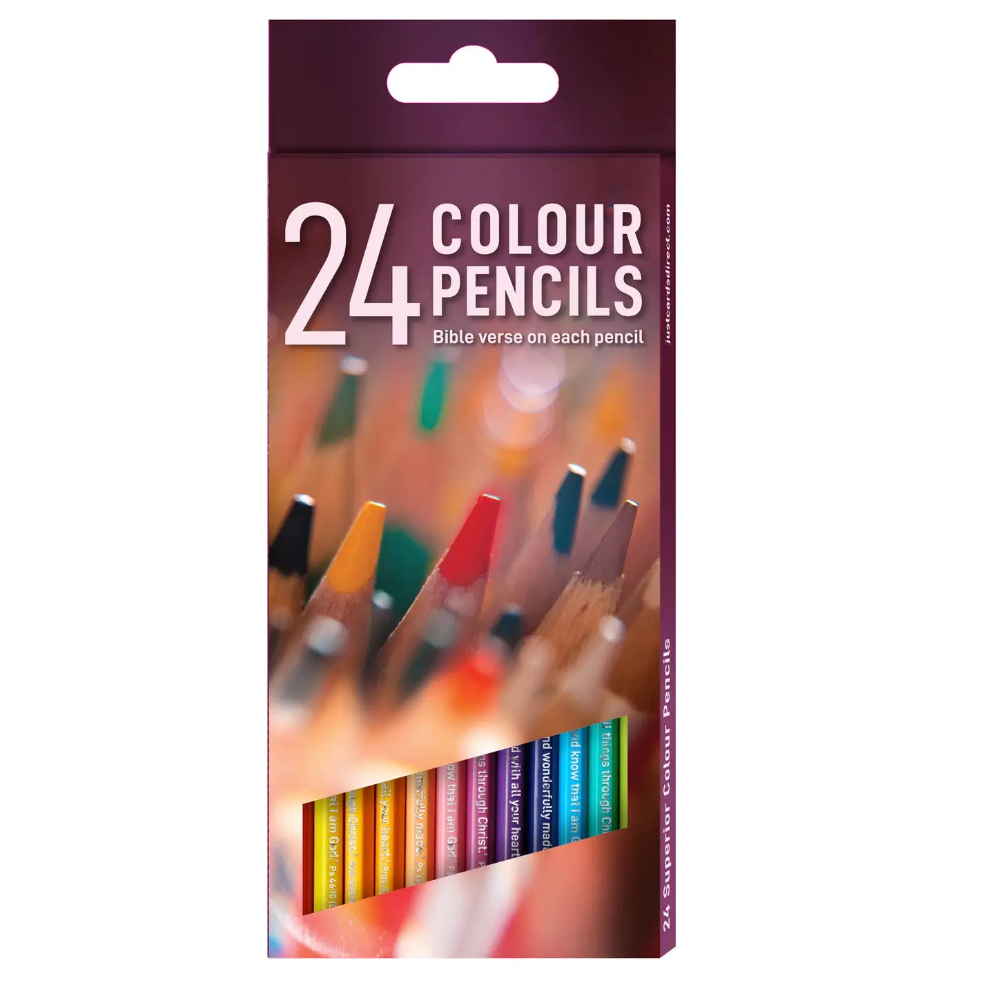 24 Colouring Pencils with 4 Bible Verses — Catholic Gift | Homeschool Bookshop