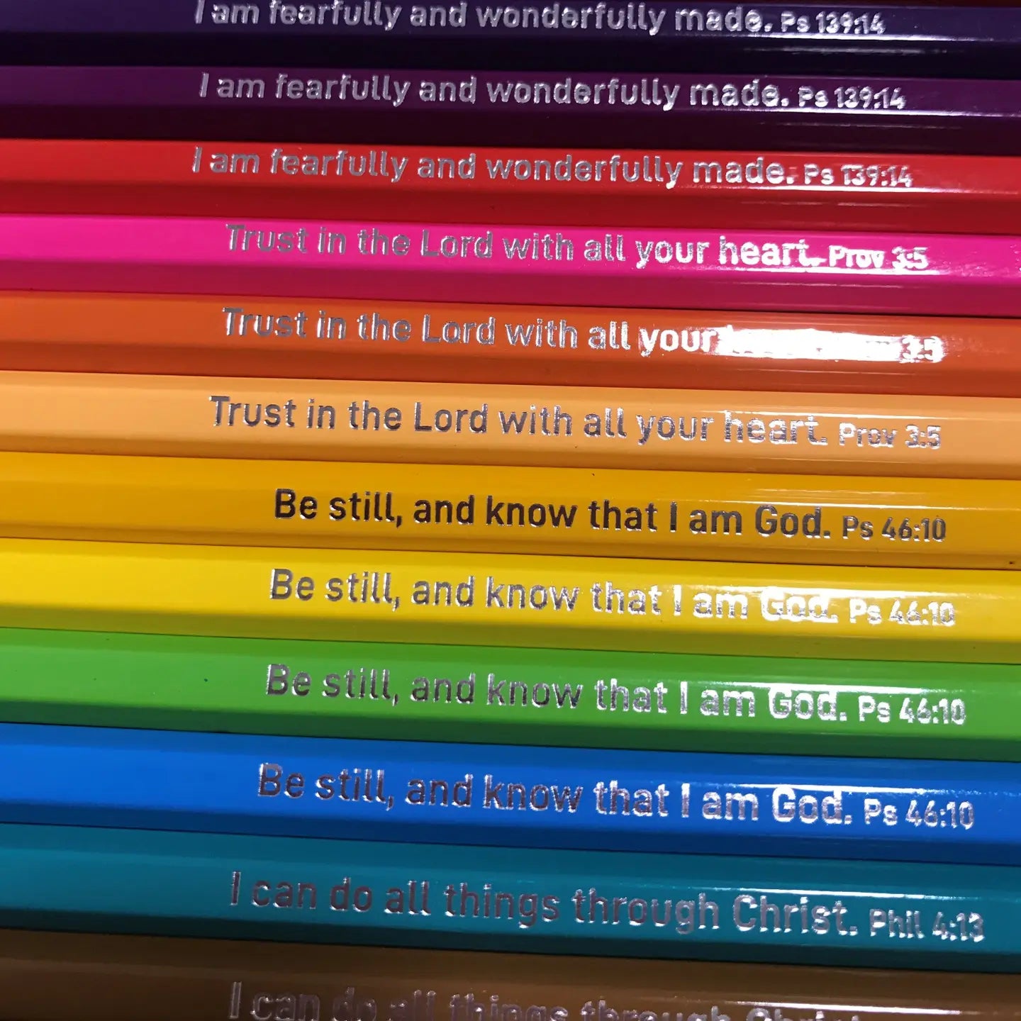 24 Colouring Pencils with 4 Bible Verses — Catholic Gift | Homeschool Bookshop