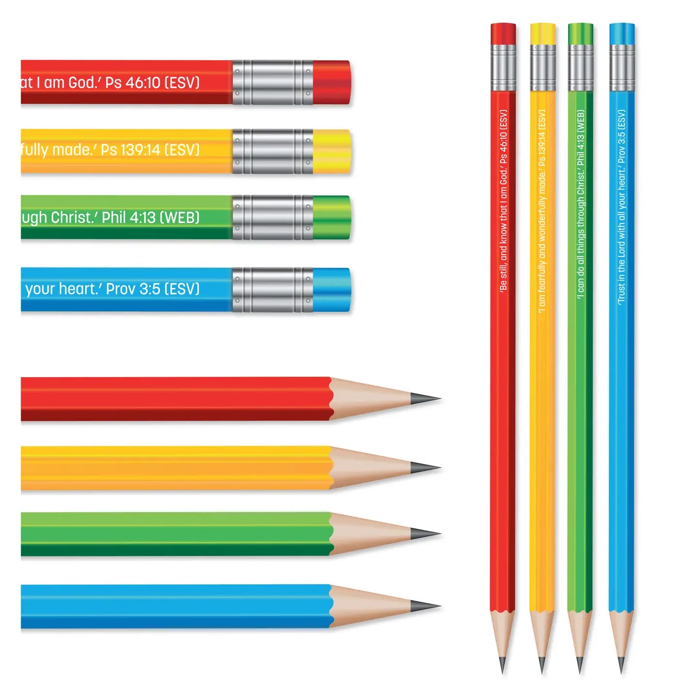 Graphite pencils with Bible Verses - Blue — Catholic Gift | Homeschool Bookshop
