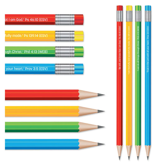 Graphite pencils with Bible Verses - Blue — Catholic Gift | Homeschool Bookshop
