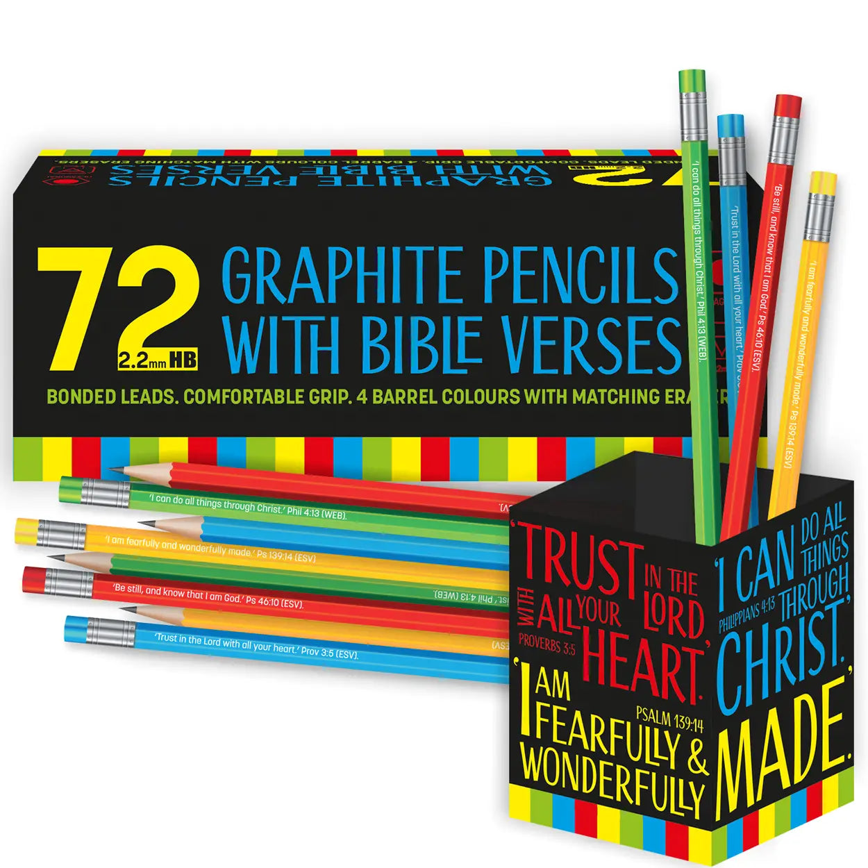 Graphite pencils with Bible Verses - Green — Catholic Gift | Homeschool Bookshop