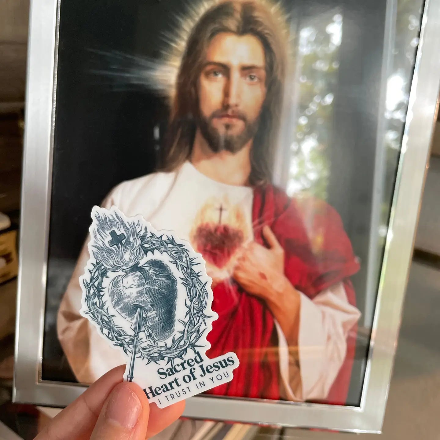 Sacred Heart of Jesus Waterproof Catholic Sticker — Catholic Gift | Homeschool Bookshop