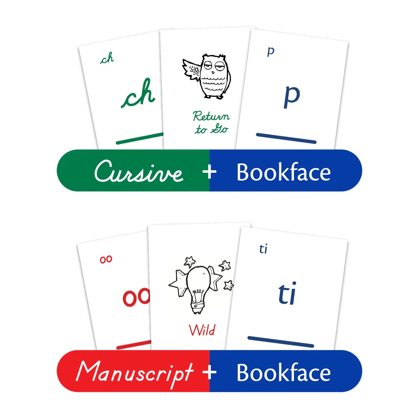Cursive + Bookface Phonogram Game Card Set — Catholic Homeschool Curriculum