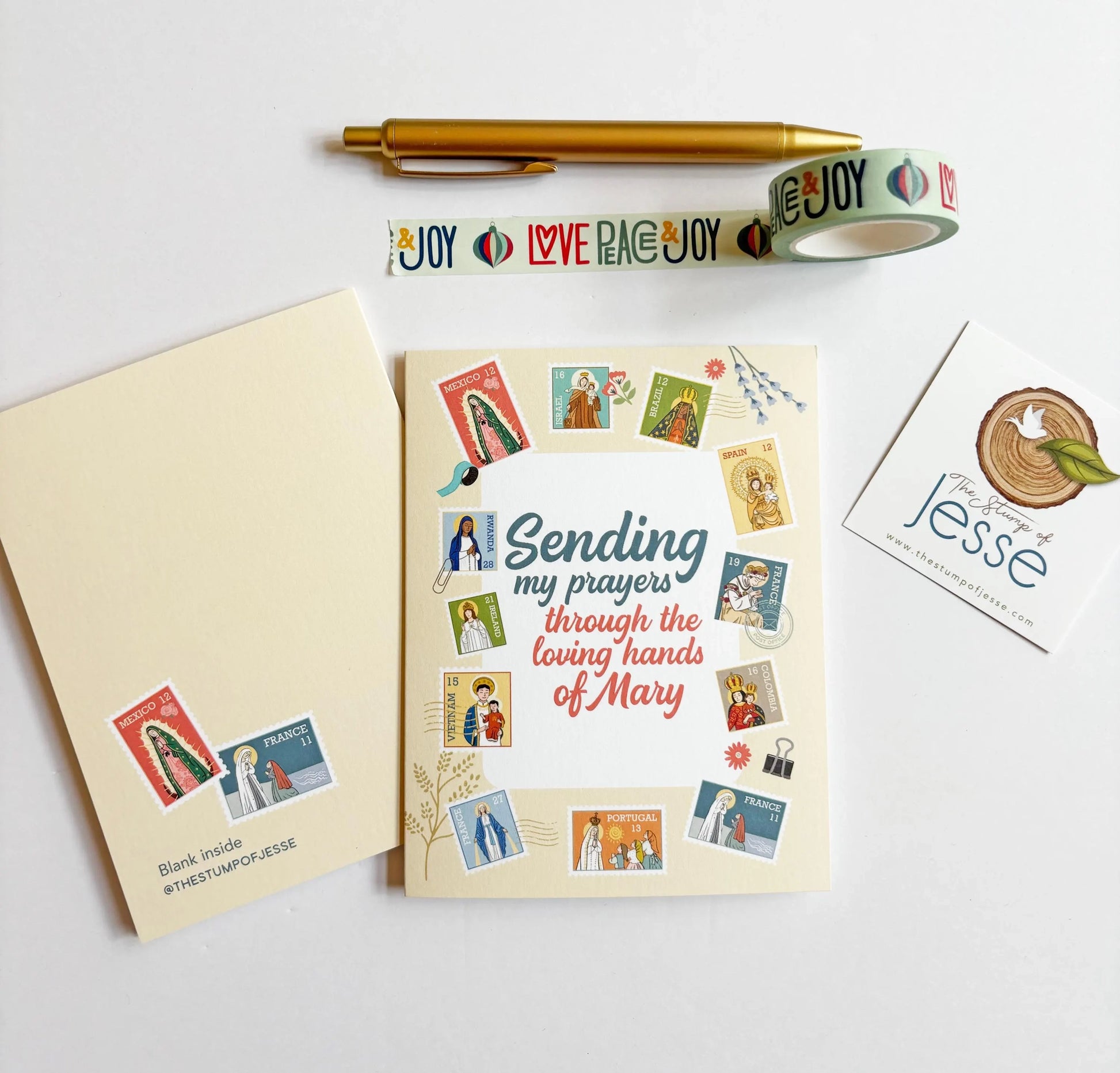 Ave Maria Post Yellow Greeting Card — Catholic Gift | Homeschool Bookshop