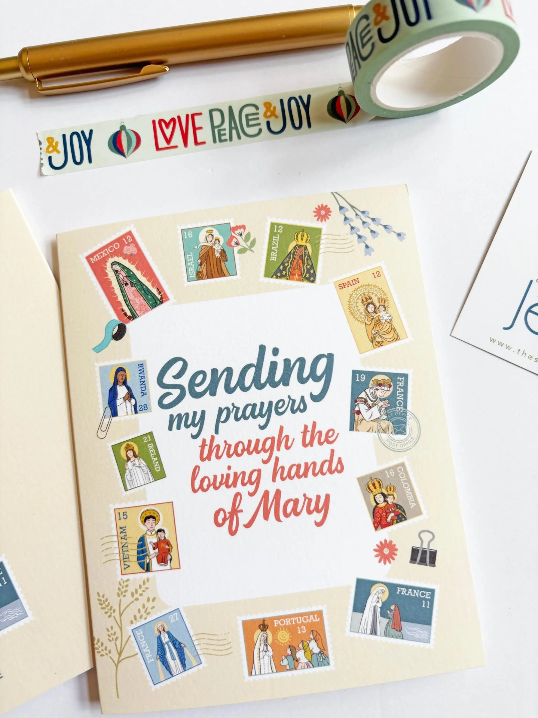 Ave Maria Post Yellow Greeting Card — Catholic Gift | Homeschool Bookshop