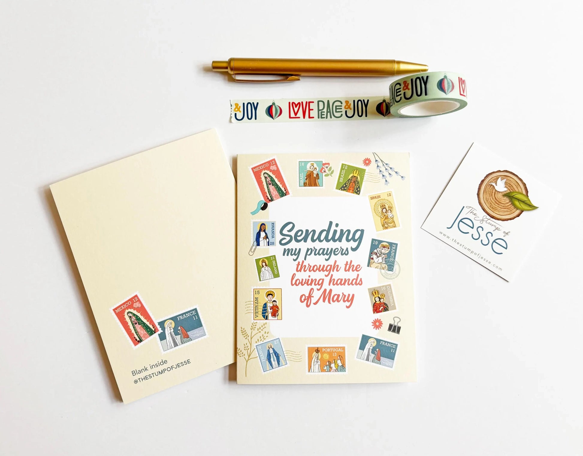Ave Maria Post Yellow Greeting Card — Catholic Gift | Homeschool Bookshop