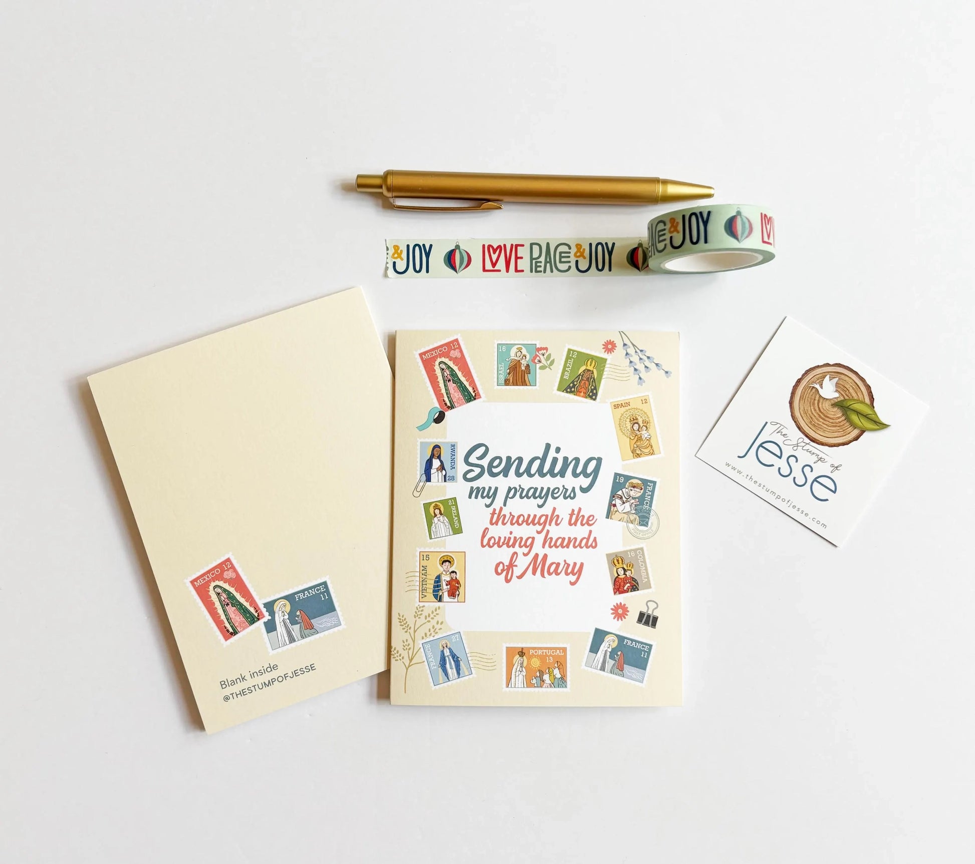 Ave Maria Post Yellow Greeting Card — Catholic Gift | Homeschool Bookshop