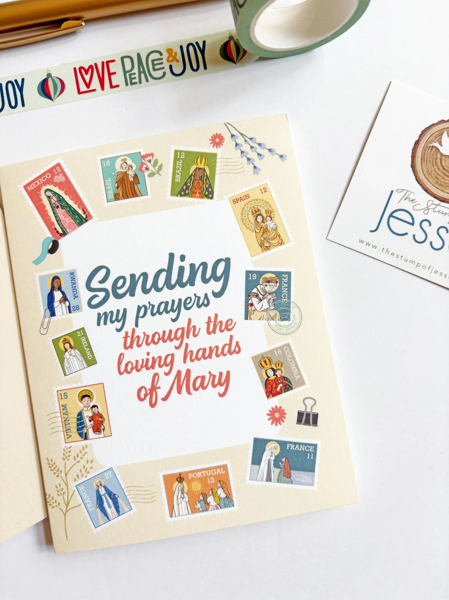 Ave Maria Post Yellow Greeting Card — Catholic Gift | Homeschool Bookshop