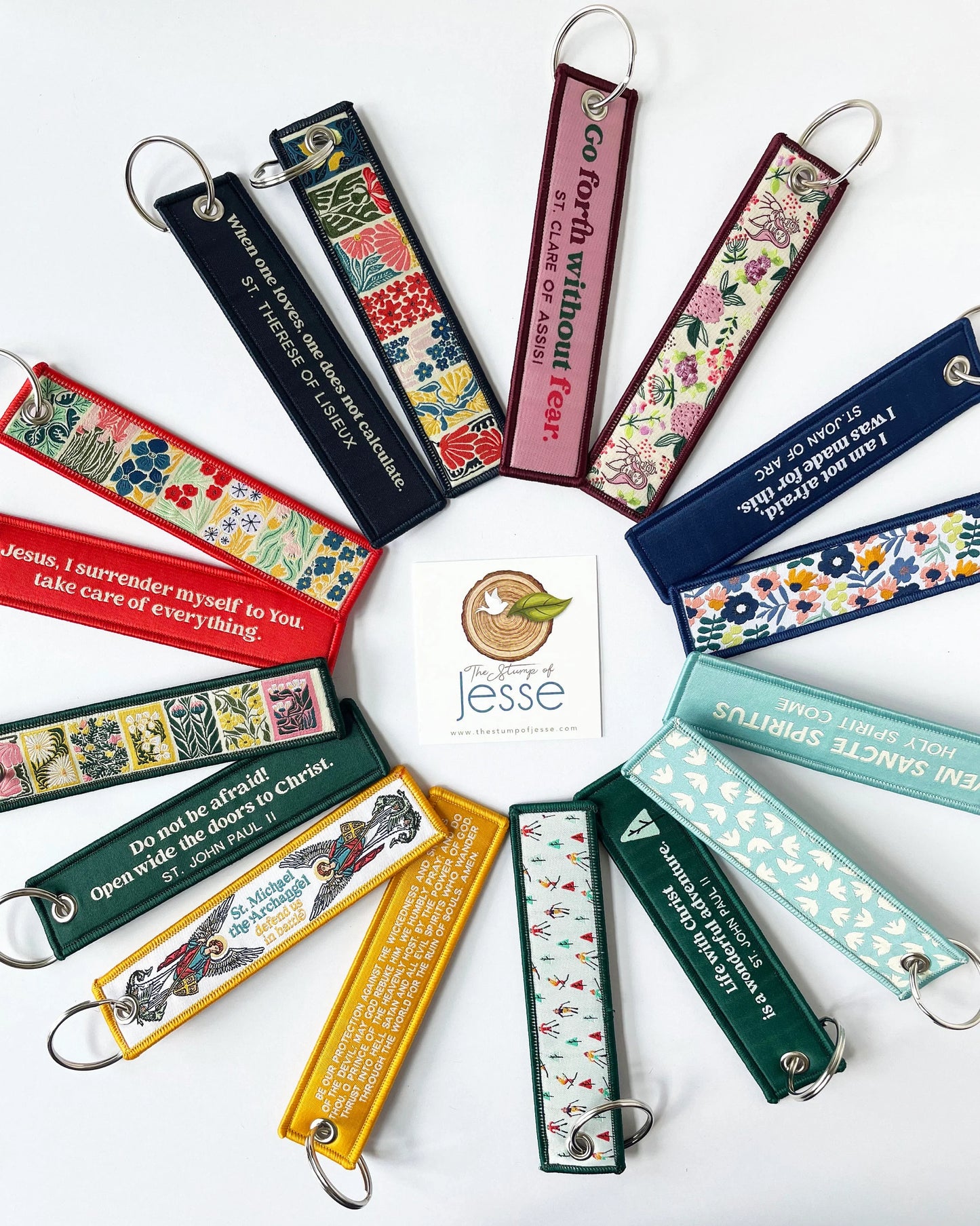 Jesus I Surrender Prayer Woven Keychain & Bag Tag — Catholic Gift | Homeschool Bookshop