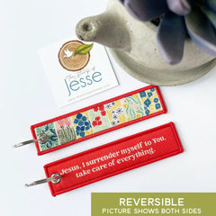 Jesus I Surrender Prayer Woven Keychain & Bag Tag