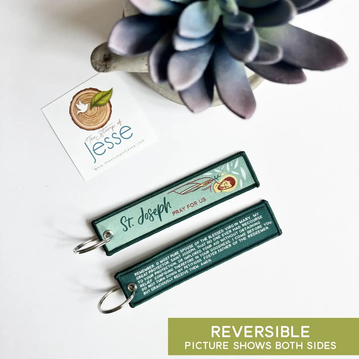 St Joseph Prayer Woven Keychain & Bag Tag — Catholic Gift | Homeschool Bookshop