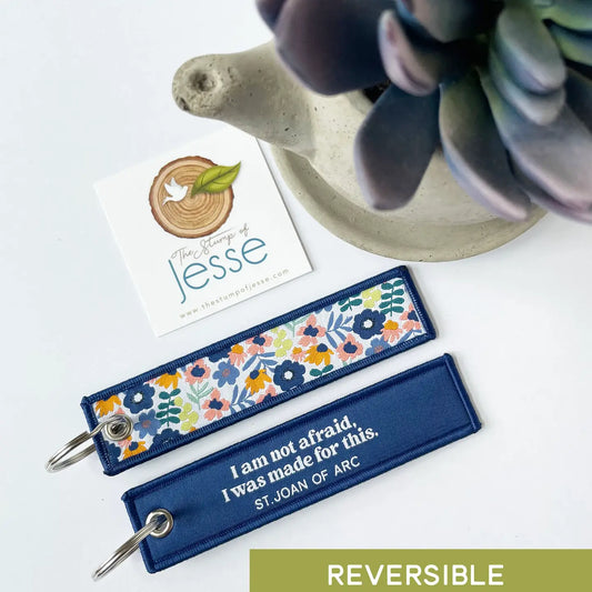Joan of Arc - I Was Made For This Woven Keychain & Bag Tag — Catholic Gift | Homeschool Bookshop