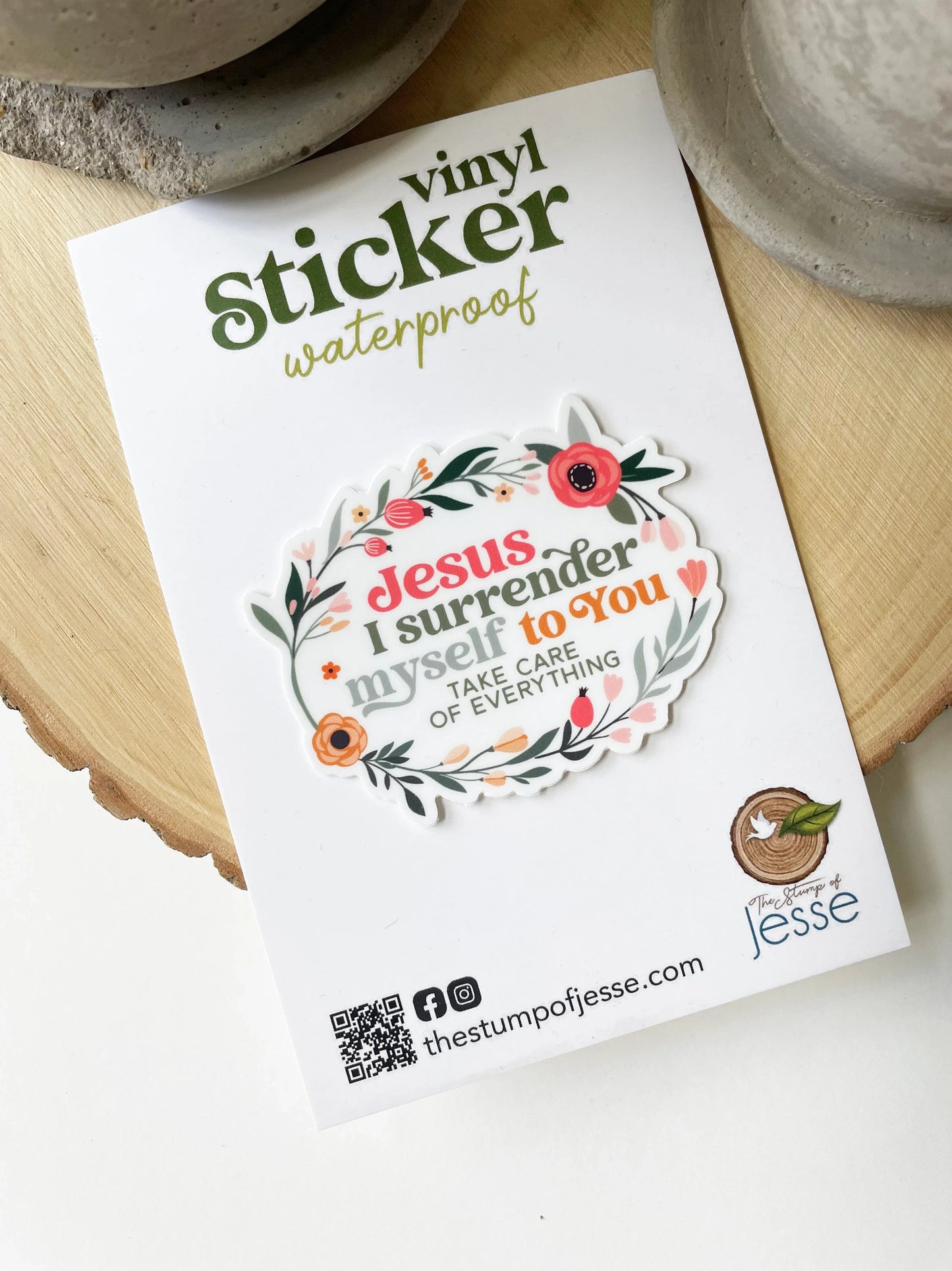 Jesus I Surrender Myself To You Waterproof Sticker — Catholic Gift | Homeschool Bookshop