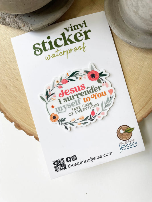 Jesus I Surrender Myself To You Waterproof Sticker — Catholic Gift | Homeschool Bookshop