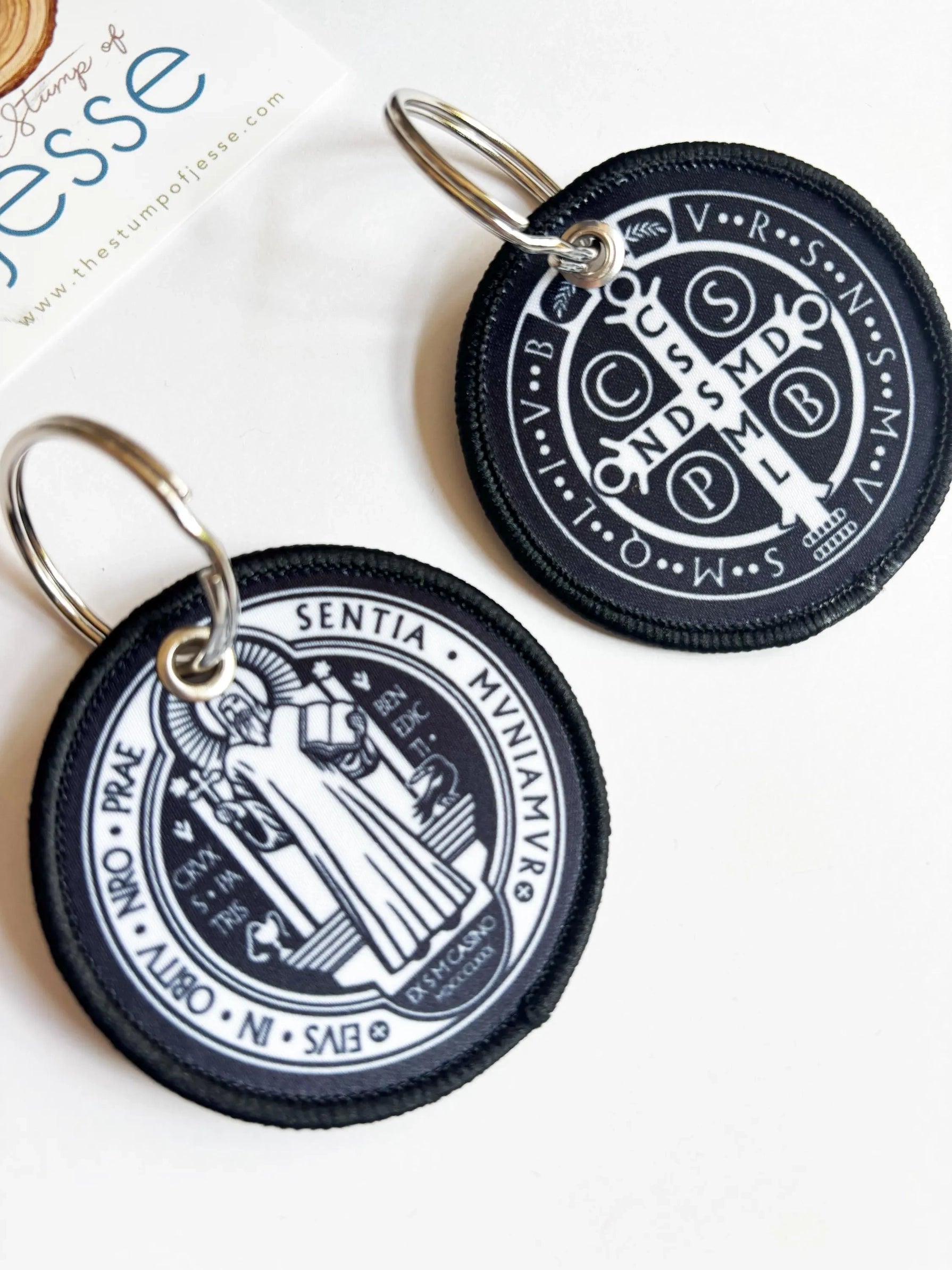 St. Benedict Medal Woven Keychain & Bag Tag — Catholic Gift | Homeschool Bookshop