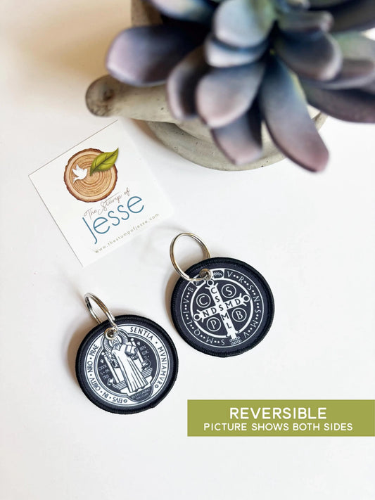St. Benedict Medal Woven Keychain & Bag Tag — Catholic Gift | Homeschool Bookshop