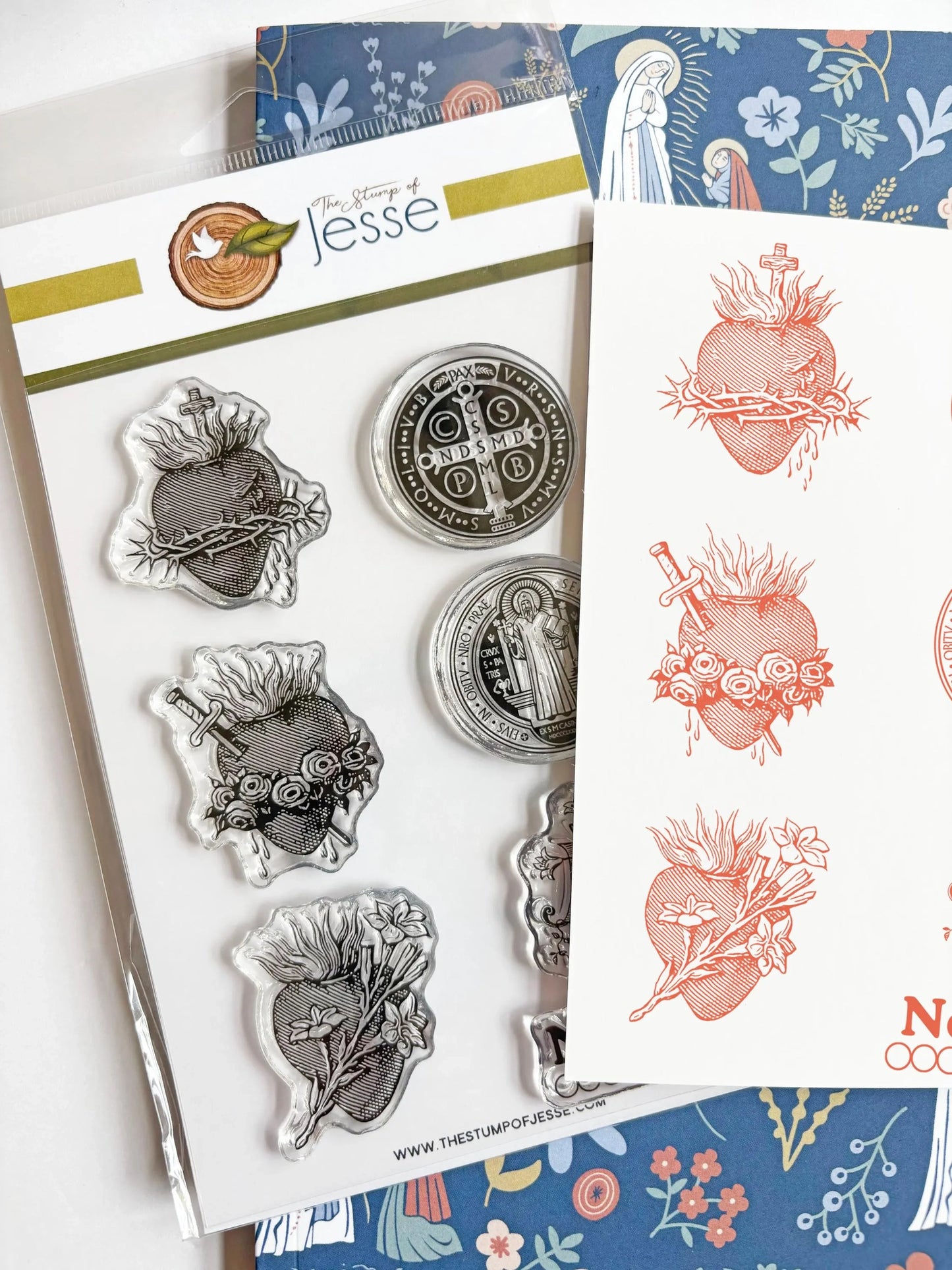 Sacred Hearts & St. Benedict Catholic Clear Stamp Set — Catholic Gift | Homeschool Bookshop
