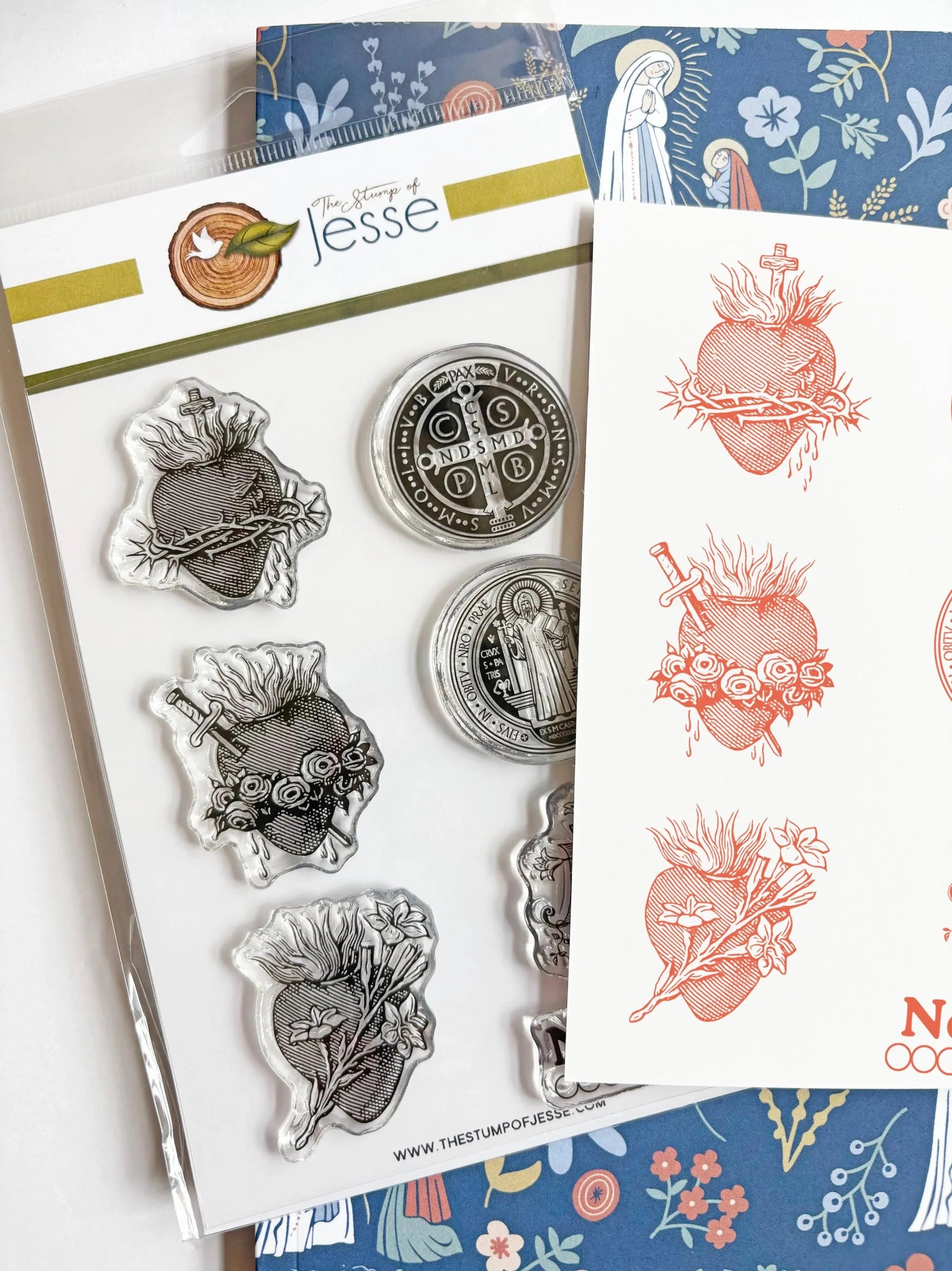 Sacred Hearts & St. Benedict Catholic Clear Stamp Set — Catholic Gift | Homeschool Bookshop