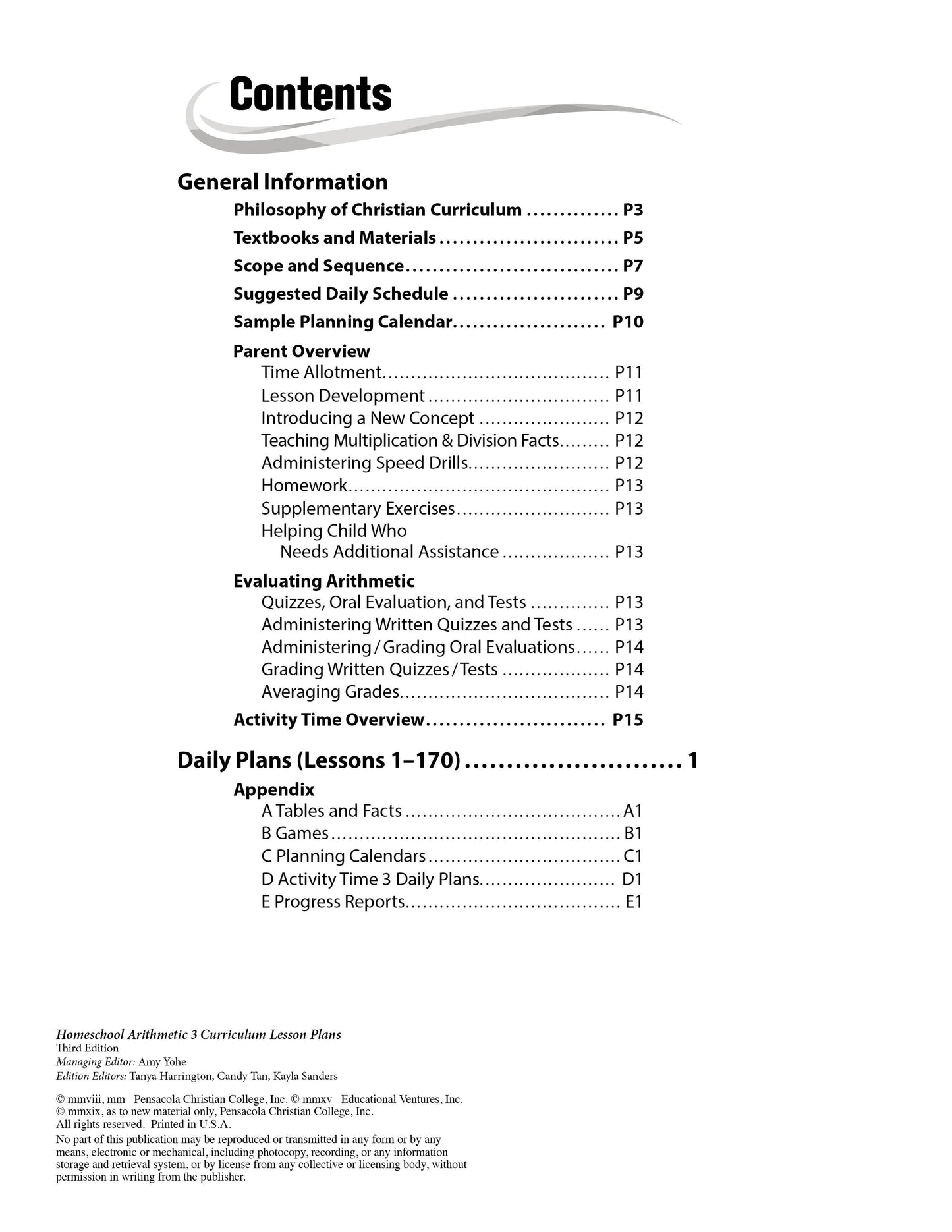 Abeka Arithmetic 3 Curriculum Lesson Plans