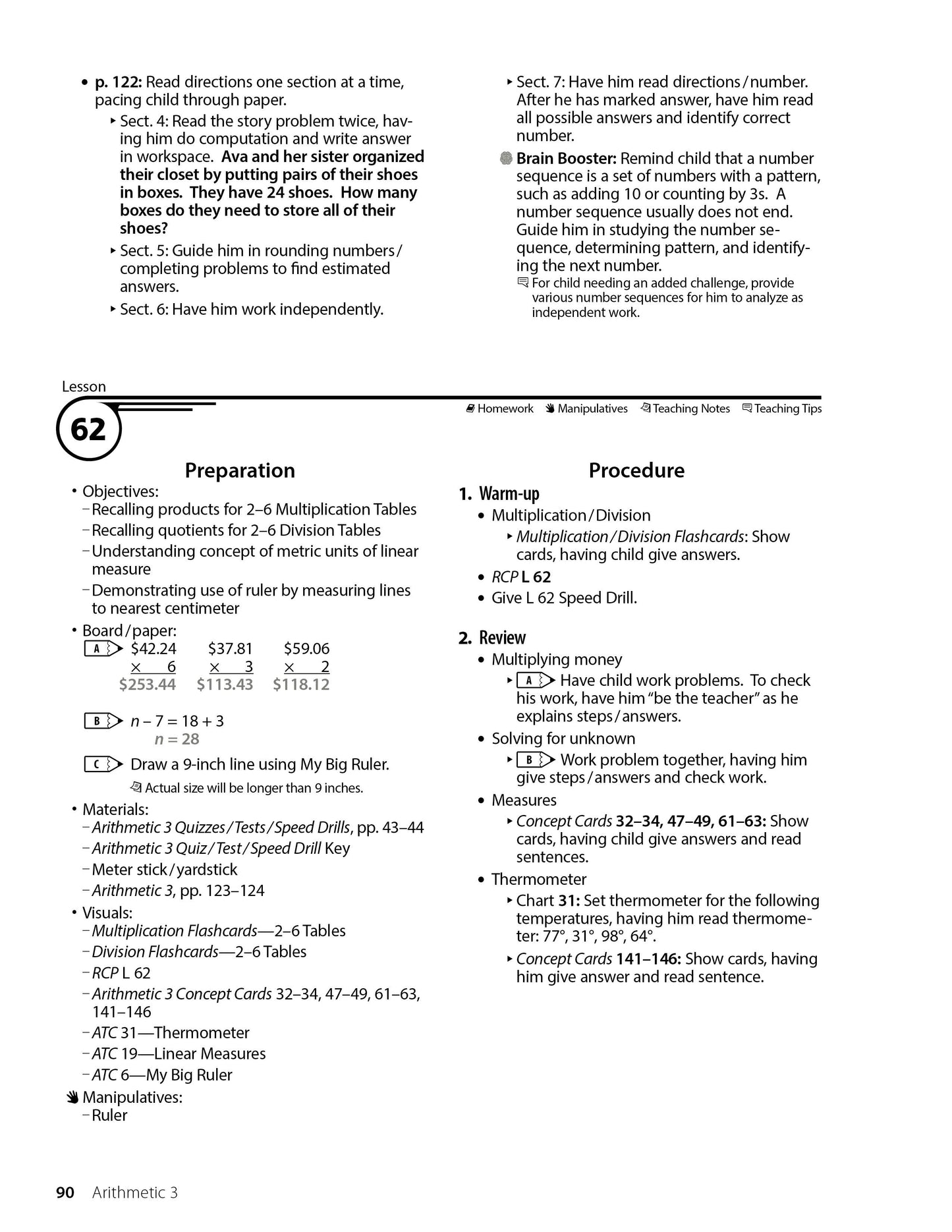 Abeka Arithmetic 3 Curriculum Lesson Plans
